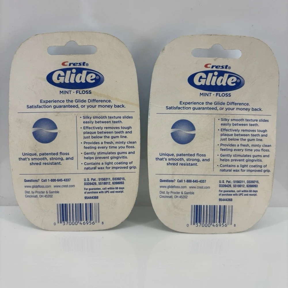 2 Crest Glide Mint Dental Floss Sealed 54.7yd Shred Resistant Mint Flavored VTG